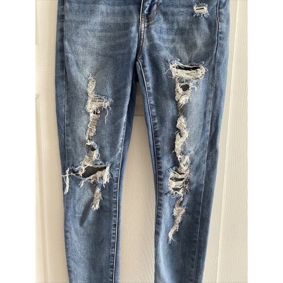 American Eagle Women's 2 Next Level Stretch Skinny Jean Distressed Denim - Picture 6 of 11